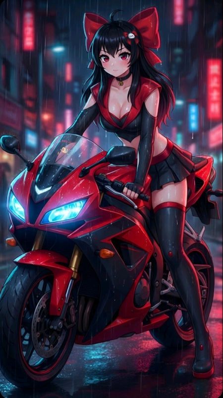 Anime gái xinh chạy mô tô đẹp
